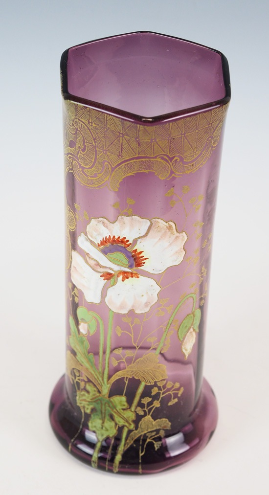 H222 ルグラ 金彩 ジブレ 花瓶 エナメル 花文様 酸化腐食彫 オールド H222 ルグラ 金彩 ジブレ 喰える 花瓶 エナメル 花文様 酸化腐食