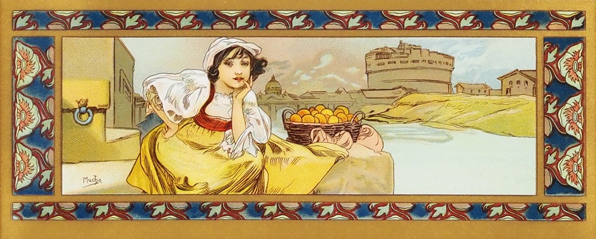 アルフォンス・ミュシャ 「L.U.ビスケット：ローマ・ヴェニス・ナポリ