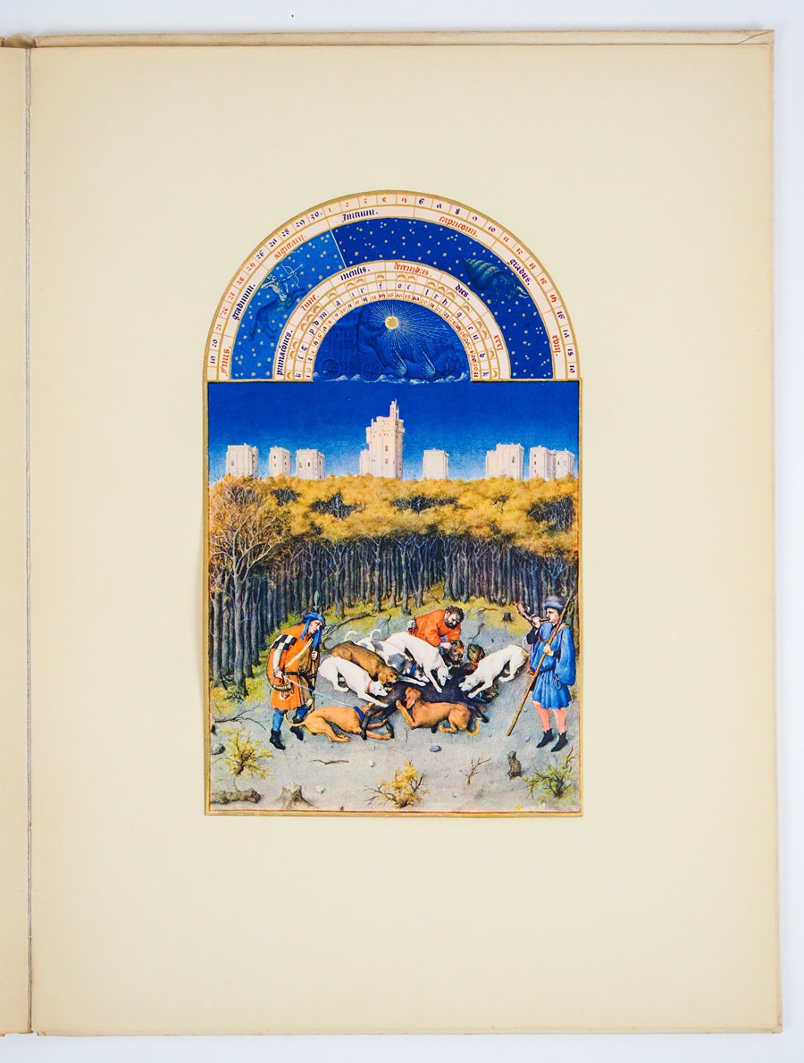 ベリー公のいとも豪華なる時祷書・暦　10月　ヴェルヴ誌　1940年　版画　額付 ベリー公のいとも豪華なる時祷書・暦 10月 ヴェルヴ誌 1940年