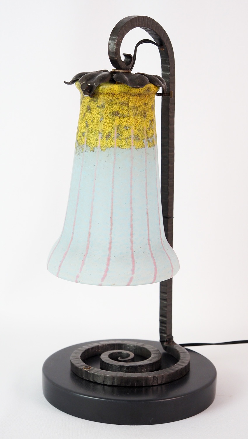 ドーム兄弟ア－ルヌ－ボ－帆船文様パヒュームランプ ドーム兄弟 「青赤色熔かし込みテーブルランプ」 | | アトリエ・ブランカ