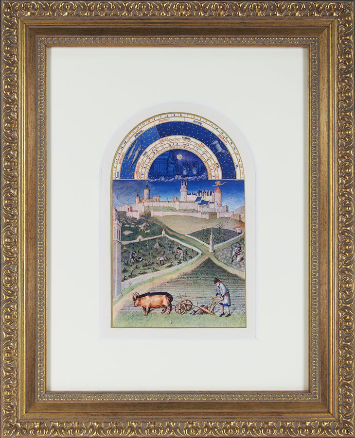 油絵アランフェスの宮廷 ランブール兄弟＆コロンブ 「3月 リュズィニャン城