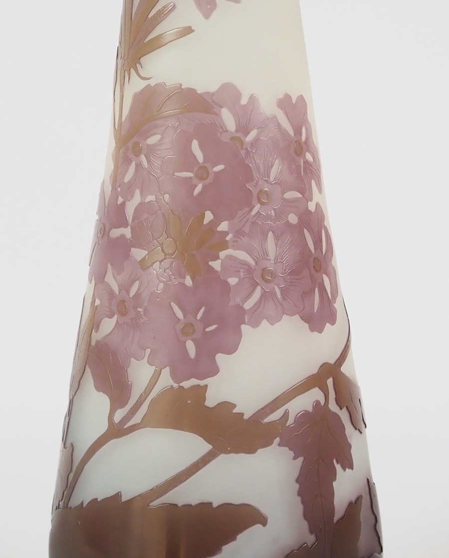 エミール　ガレ　第二期工房酸化腐食彫花瓶　横幅約12㎝　東Y7-0227☆1F エミール・ガレ 花瓶 ｜骨董品買取 緑和堂