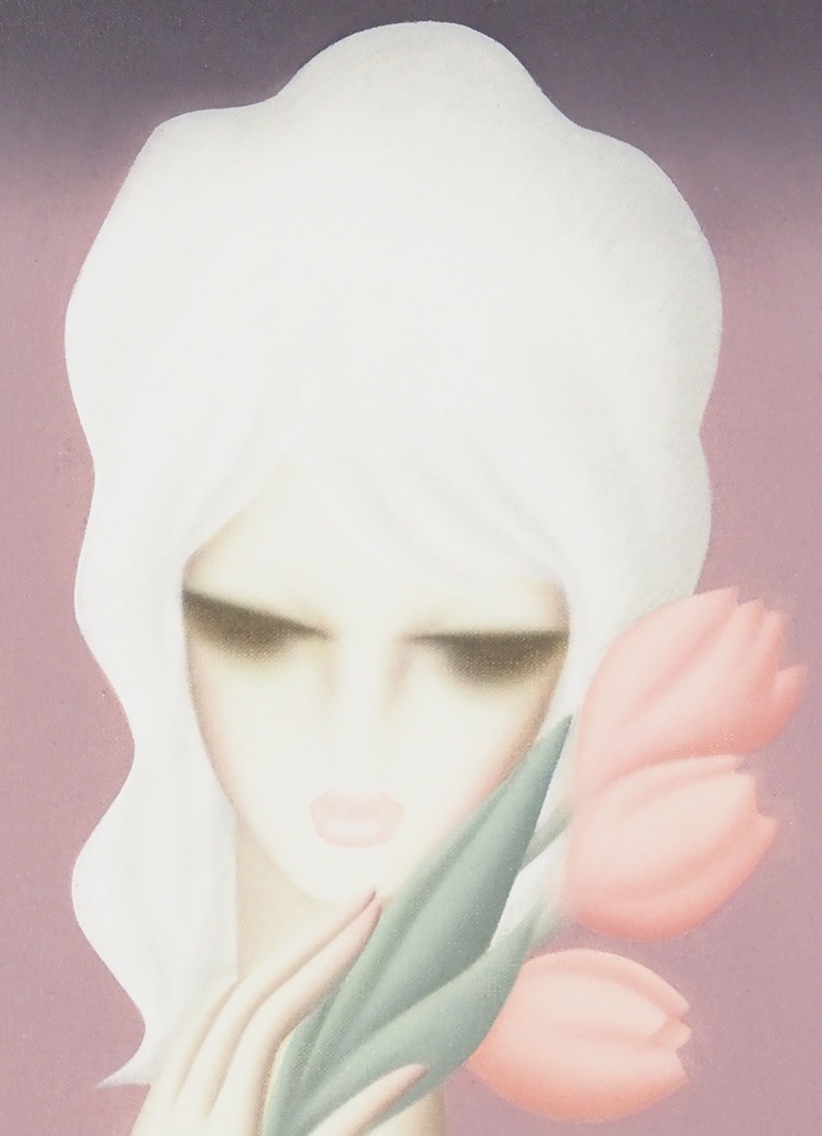「東郷青児」抽象的な女性像の絵画チューリップ 東郷青児」抽象的な女性像の絵画チューリップ 東郷青児