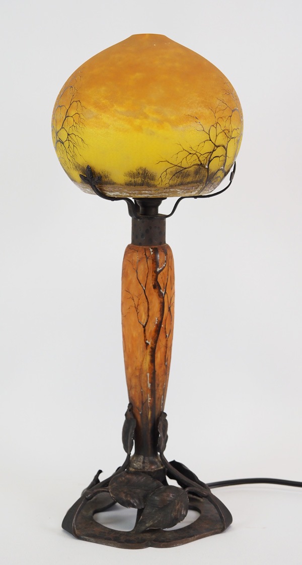 ドーム兄弟ア－ルヌ－ボ－帆船文様パヒュームランプ ドーム兄弟「蓮池に蜻蛉文 花瓶」《アンティックかとう》