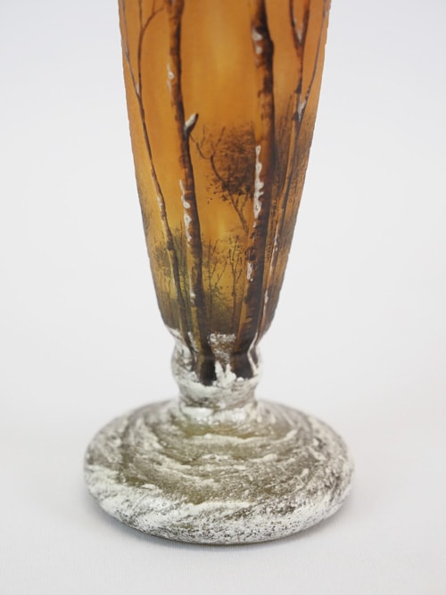 【証明書付】冬景色花瓶　ドームナンシー 花瓶 エナメル彩 アンティーク ドーム兄弟（ドームナンシー）冬景色が描かれた花瓶 アール