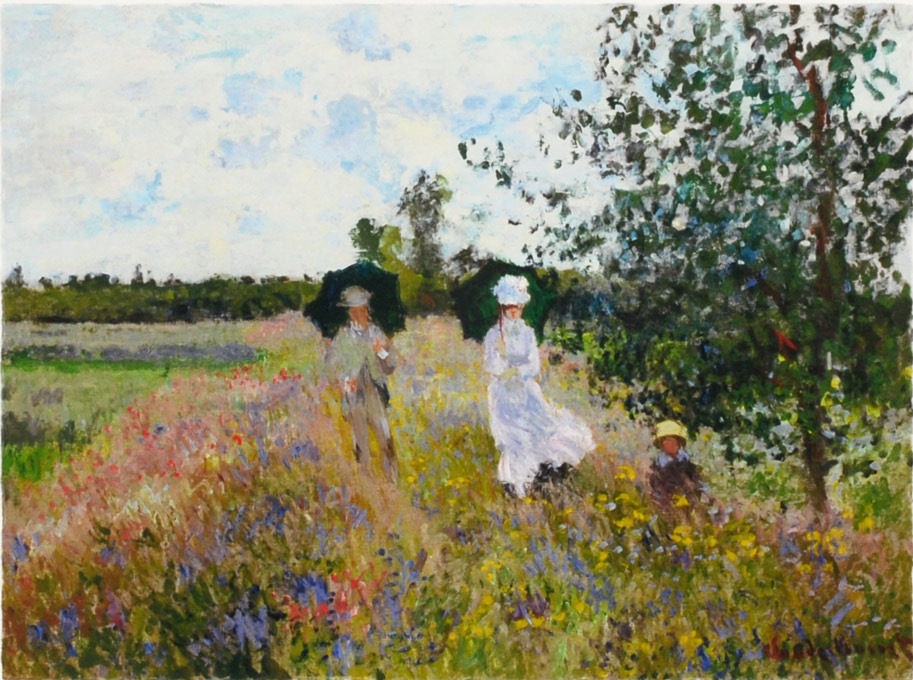 クロード・モネ 「アルジャントゥイユの散歩道 」原画 ミックス 表サイン クロード・モネ 「アルジャントゥイユの散歩道 」原画 ミックス 表