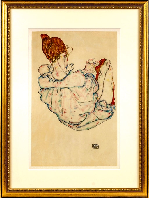 エゴン・シーレ、【両足を広げて横たわる女】、希少な画集画、状態良好 エゴン・シーレ、【両足を広げて横たわる女】、希少な画集画