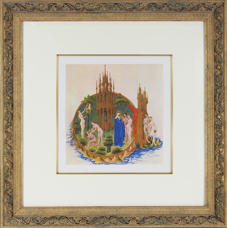 額装絵画 国連創立50周年記念版画 ジョン・ポーウェル 『平和への祈り』 未使用]肖像画複製 豪華額縁 ラ・トゥール作『ポンパドール侯爵