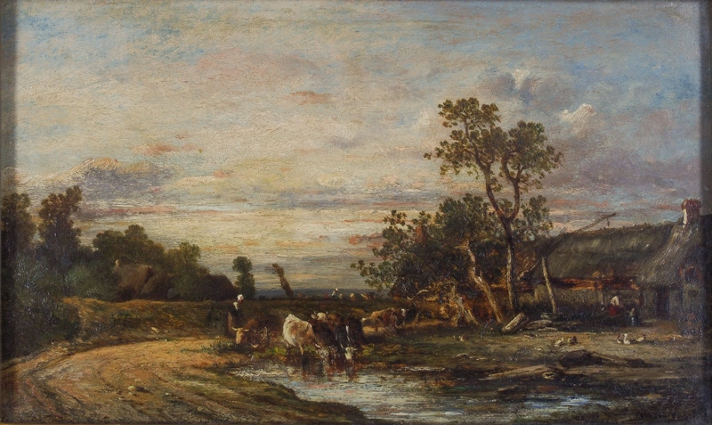 レオン＝ヴィクトール・デュプレ 「牧牛のいるバルビゾンの農家