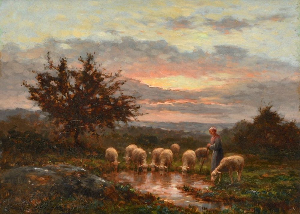 ジャン＝フェルディナン・シェニョー 「水飼い場で休息する羊と少女