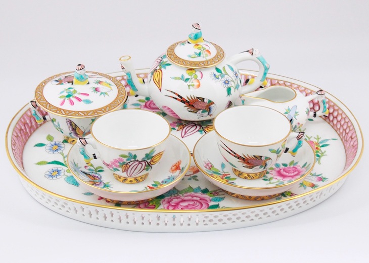 民画MONKID シノワズリ陶磁器煎茶セット ヘレンド 「シノワズリティーセット」 | | アトリエ・ブランカ