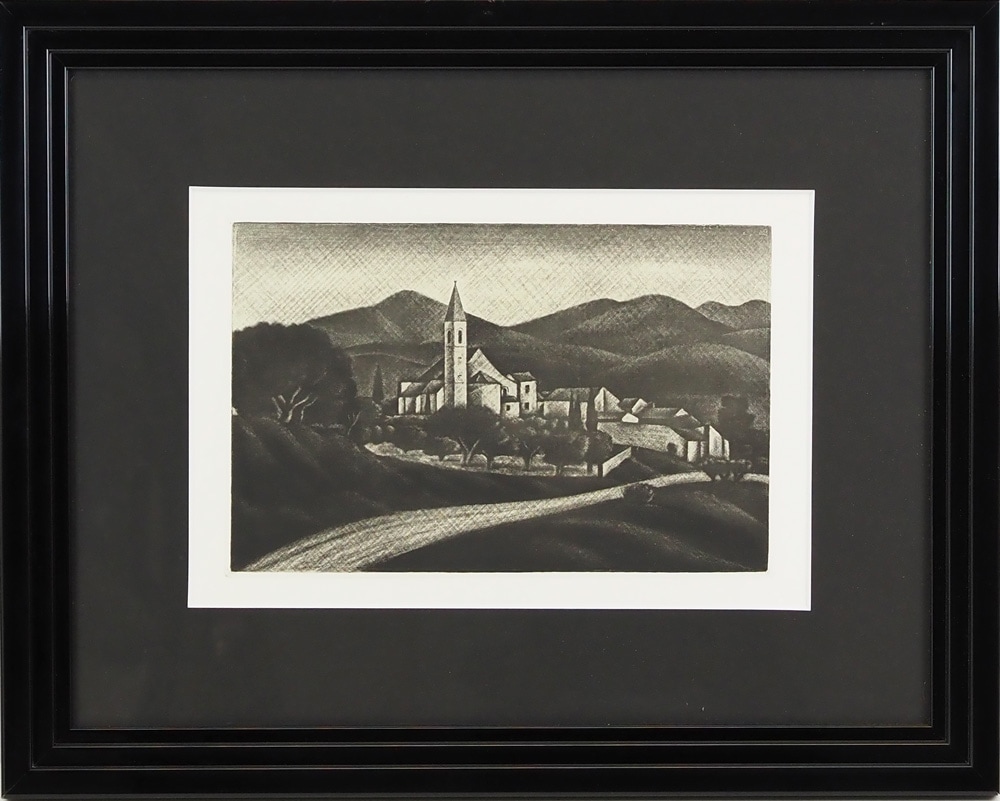 長谷川潔 「教会への道（ロエの村）」 | | アトリエ・ブランカ