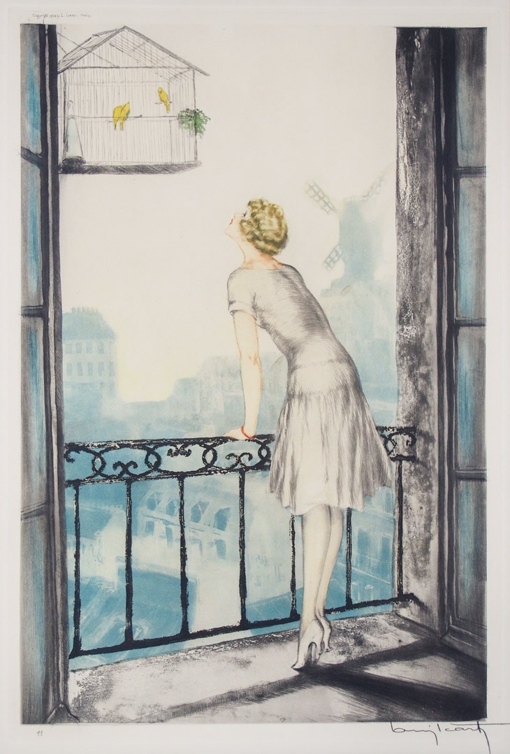 絵画】ルイ・イカール限定版・アールデコ・モンマルトル・新品額、額装