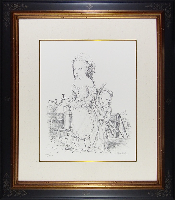 藤田嗣治、【L'Enfant aux perruches】 藤田嗣治、「Cinq Fillette