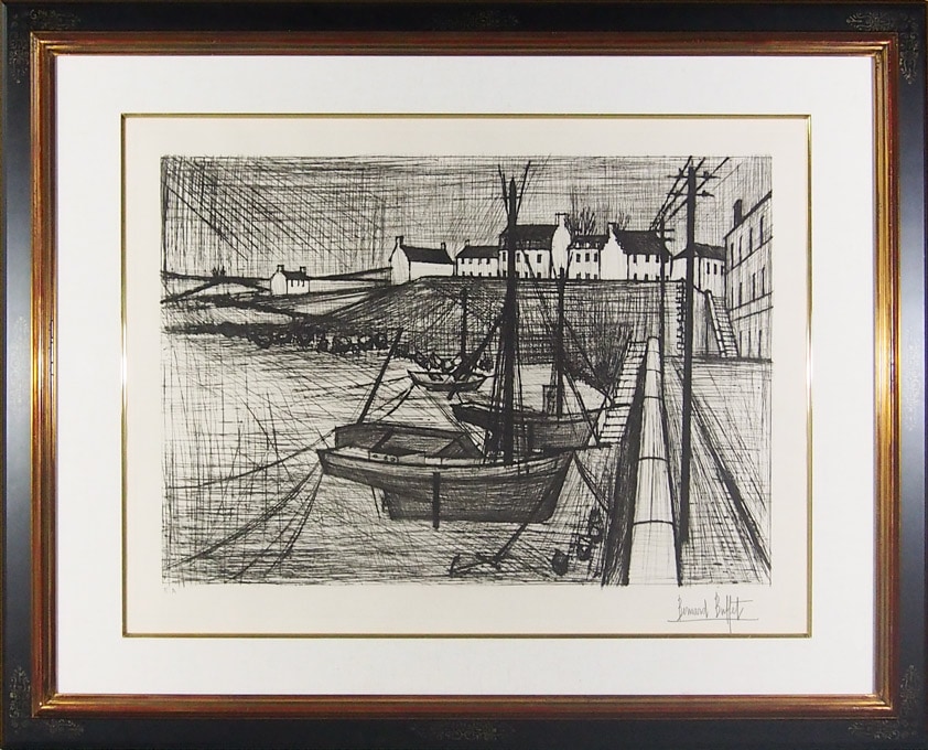 ベルナール　ビュッフェ　運河 ベルナール・ビュッフェ 、「運河 」、画集画、額付、ara