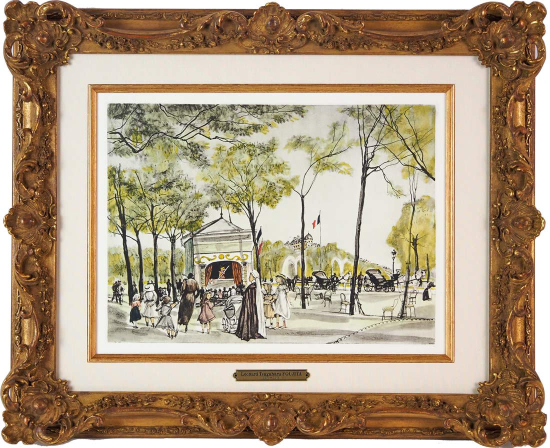 藤田嗣治、シャンゼリゼ、希少画集画、新品額装付 藤田嗣治｜絵画販売