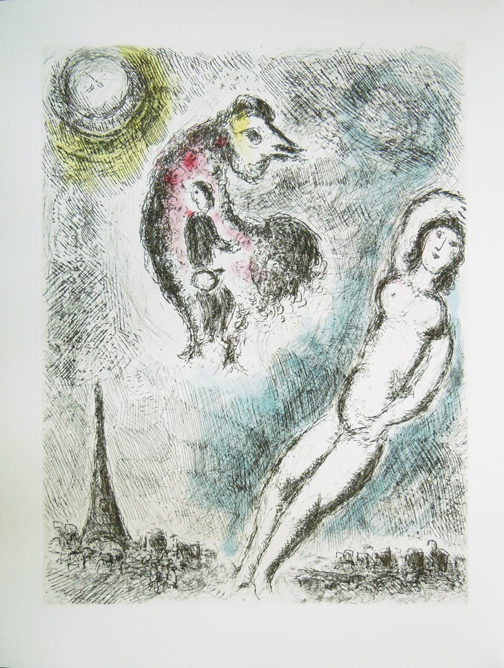 □シャガール（Chagall） 【以心伝心】 手彩色 エッチング
