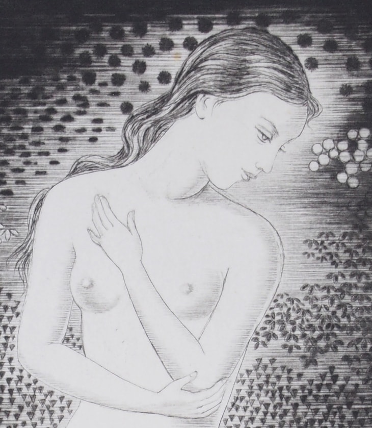 長谷川潔 「水浴の少女と魚」 | | アトリエ・ブランカ