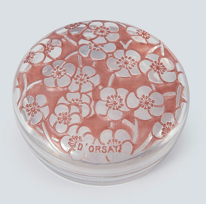 ルネ　ラリックのような作風の金魚デザイン ピンクガラス デザート椀 2個セット ルネ ラリックのような作風の金魚デザイン ピンクガラス