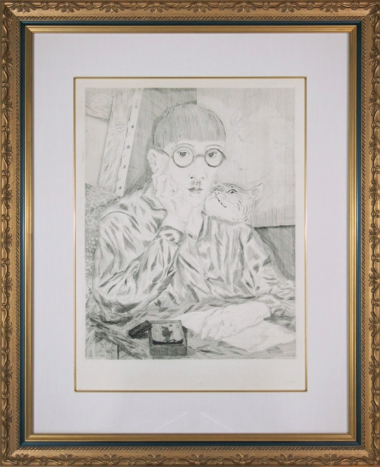 藤田嗣治　ヘリオグラビュール(銅版画)『今日の芸術より』1927年、黄布＆共箱付 藤田嗣治 ヘリオグラビュール(銅版画)『今日の芸術より』1927年