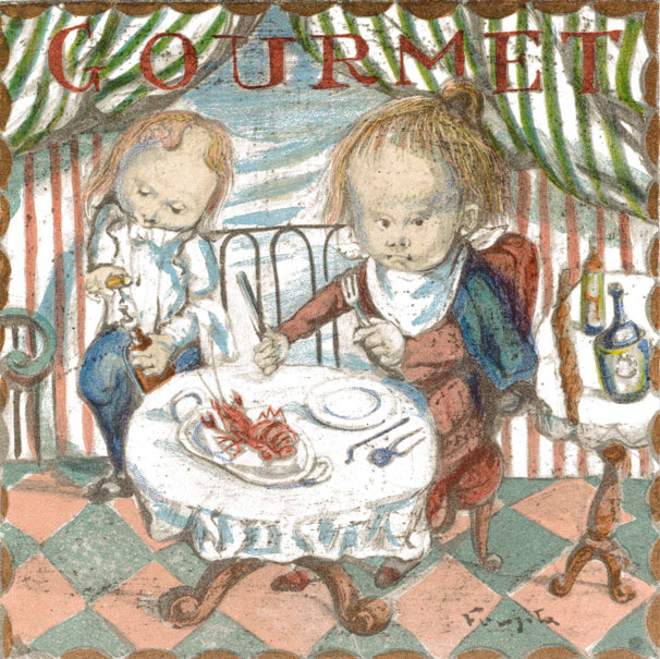 藤田嗣治　小説家　「四十雀」 藤田嗣治「四十雀より『たばこ屋』」リトグラフ :: 絵画買取