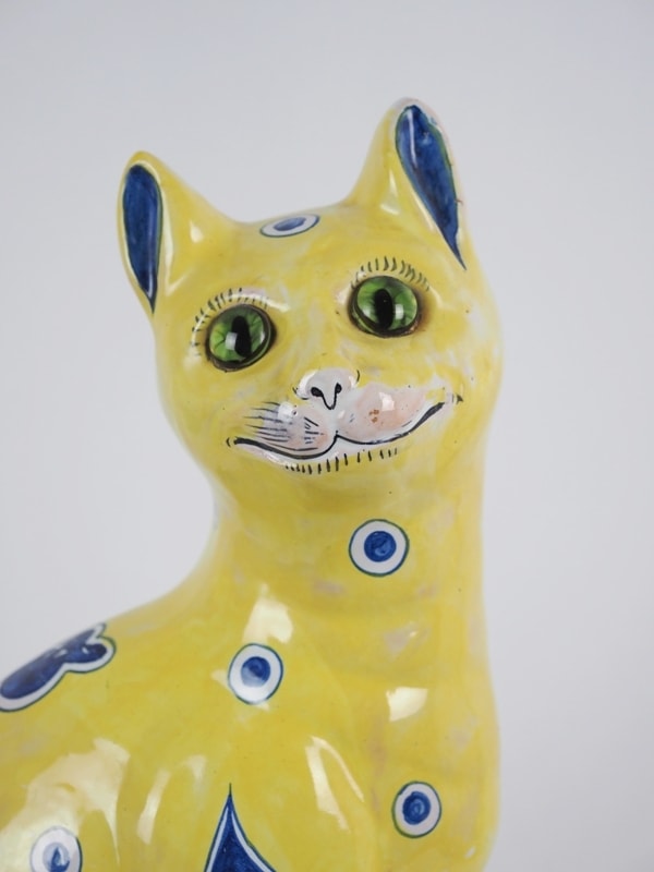 エミールガレ　木製　猫 エミールガレ 木製 猫 エミール・ガレ 骨董 猫型置物『白猫