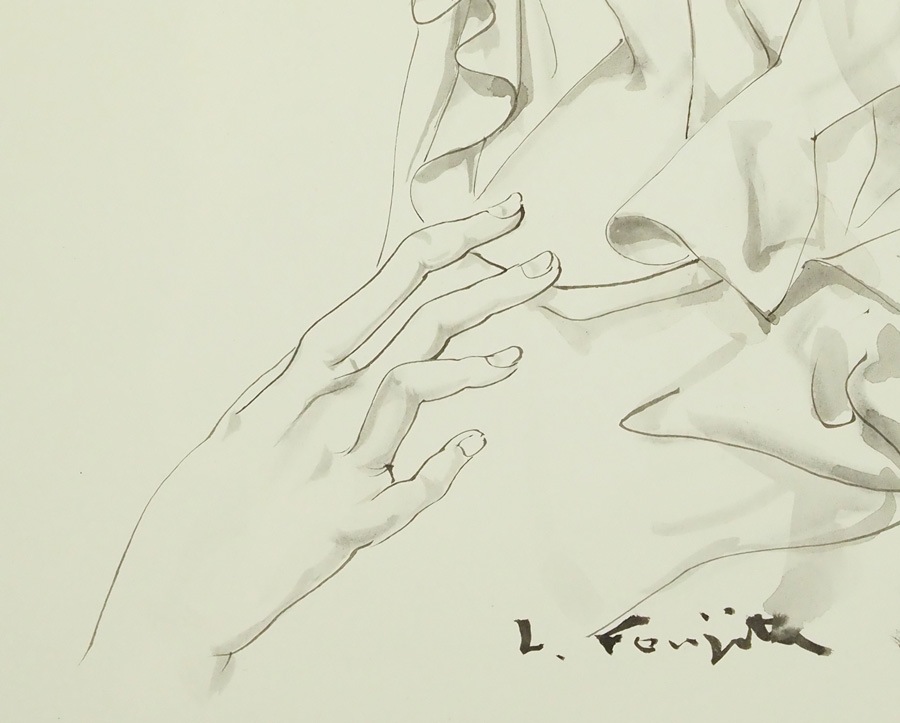 藤田嗣治　若い女性　jeune Femme 藤田 嗣治、『若い女性の肖像』、画集画、新品高級額装付、状態
