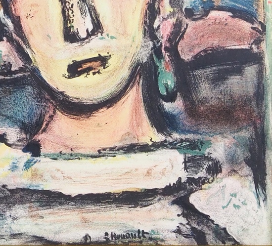 ルオー回顧展　ジョルジュルオー ピエロ　 Pierrot 複製画　豪華額付き ルオー【ピエロ】 - 手描き 絵画（油絵複製画）販売のアート名画館