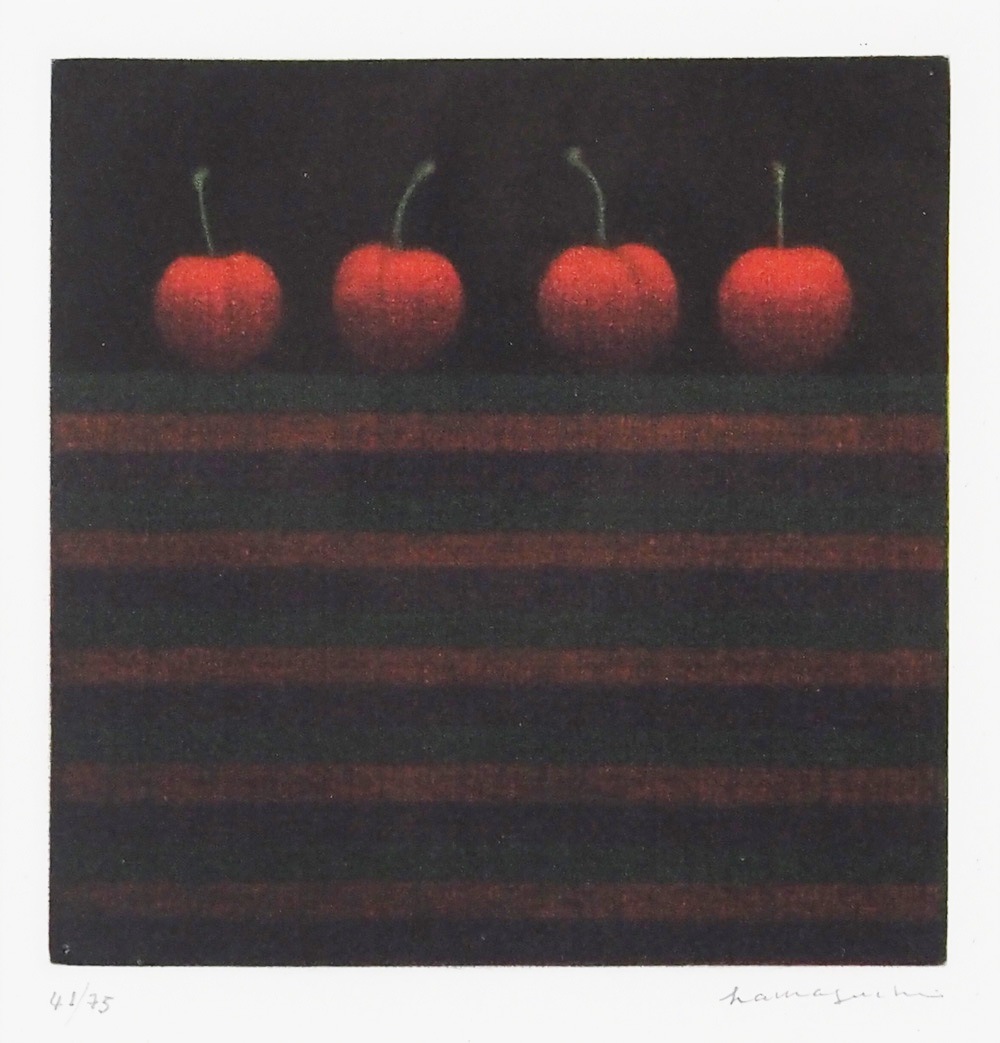 浜口陽三　一つと半分（さくらんぼ）代表作　直筆サイン 浜口陽三 一つと半分（さくらんぼ）代表作 直筆サイン - メルカリ