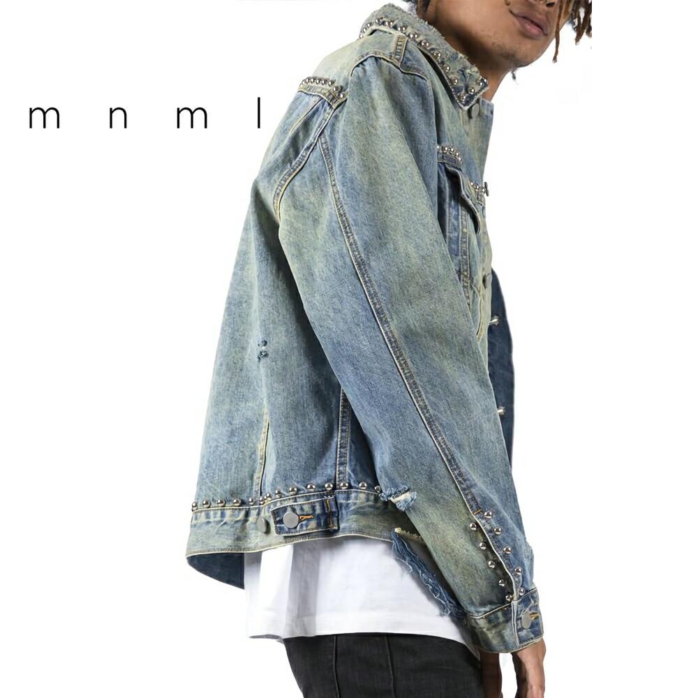 mnml ミニマル STUDDED DENIM TRUCKER BLUE DENIM デニム