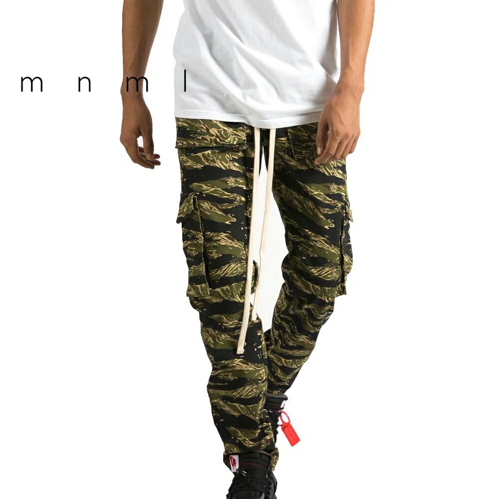 mnml ミニマル SNAP CARGO PANTS TIGER CAMO ドローコード スナップ