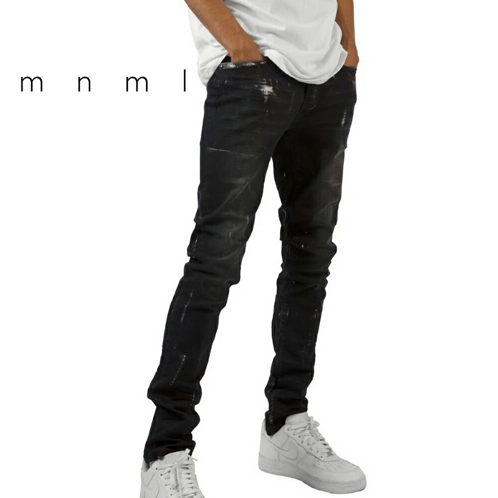 mnml デニム mnml ミニマル X143 STRETCH DENIM BLACK ストレッチ デニム パンツ