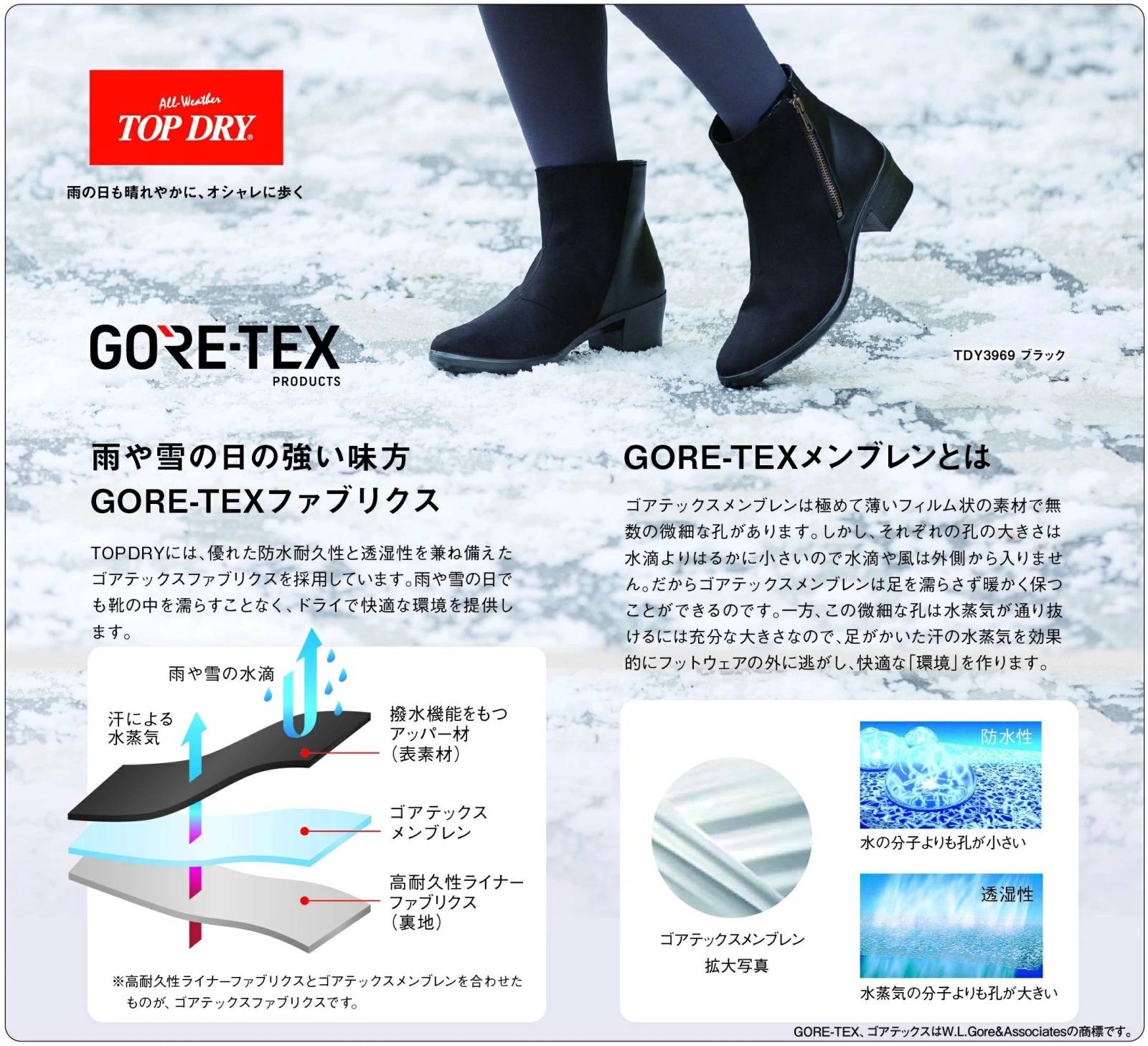 アサヒ トップドライ TOP DRY レディース 防水 ブーツ ゴアテックス