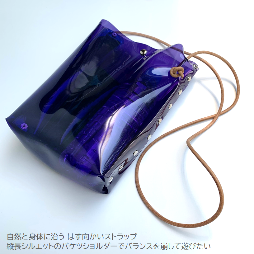 全11色 透明 バケツ型 ショルダーバッグ 】 縦型 ショルダーバッグ
