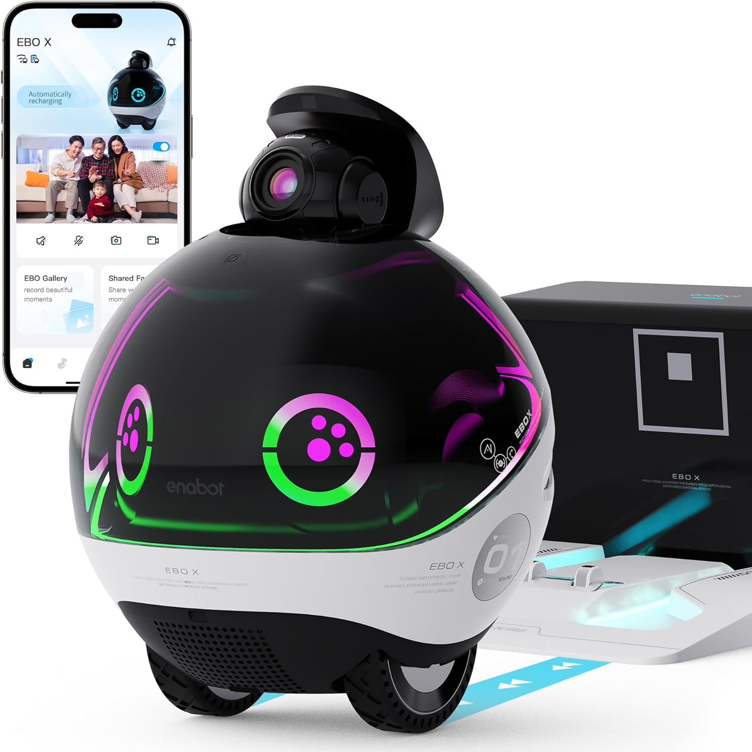 見守りカメラ EBO X ホームロボット スピーカー内蔵 Alexa音声制御 スマートマッピング機能搭載 移動式ホームモニタリングロボット 防犯 監視カメラ 留守番 犬 猫 高齢者 子供 赤ちゃん イーボ　ペット　ペットカメラ 誕生日プレゼント  男性 女性
