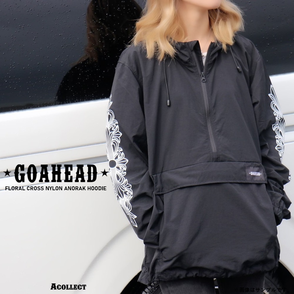 FLORAL CROSS NYLON ANORAK HOODIE [GOAHEAD/ゴーアヘッド]