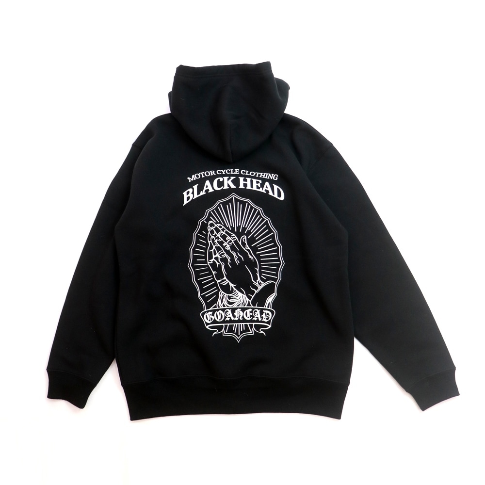 PRAY HAND T/C SWEAT BIG SILHOUETTE ZIP-UP HOODIE [BLACK HEAD/ブラックヘッド]