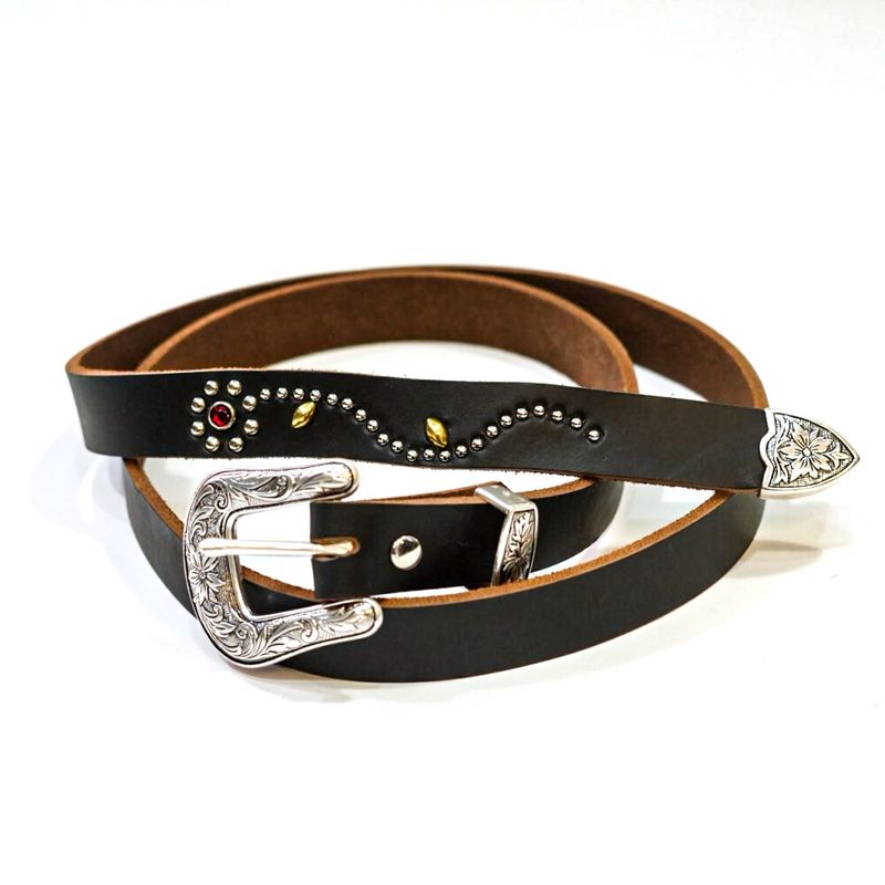 STUDDED WESTERN NARROW BELT