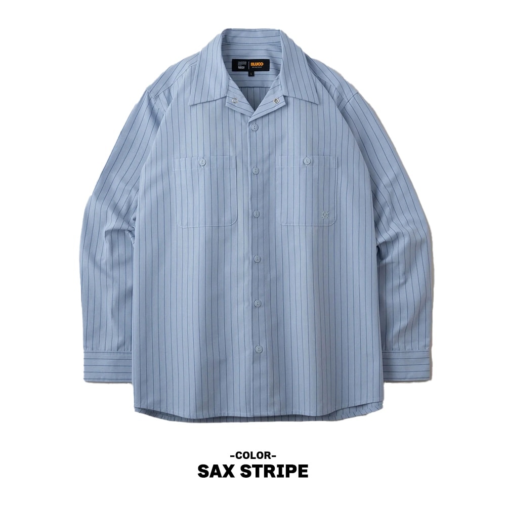 BLUCO(ブルコ) OL-21-118 STANDARD STRIPE WORK SHIRT S/S 4色(GRAY/SAX/NAVY/WHITE) ブルコ] OL-21-118 STRIPE WORK SHIRT S/S 4色(GRAY/SAX/NAVY/WHITE) (JP,