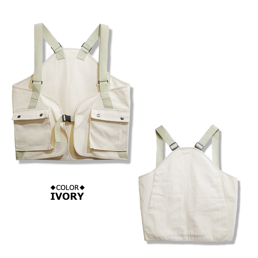 BLUCO×GOAHEAD ユーティリティベスト アイボリー BLUCO×GOAHEAD COTTON DUCK UTILITY VEST(プリント無し) | BRAND