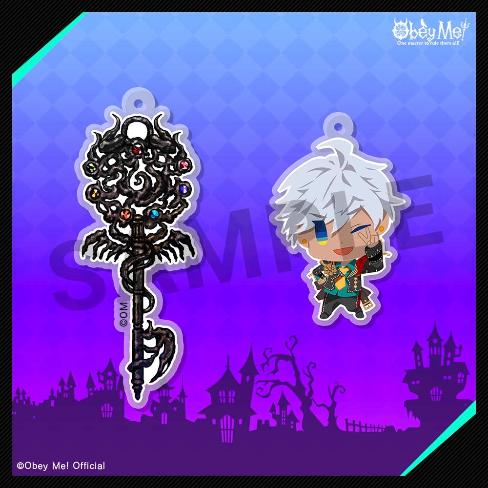 『Obey Me!』「嘆きの館」鍵モチーフ2連アクリルキーホルダー / Obey Me! House of Lamentation Key & Character Keychain