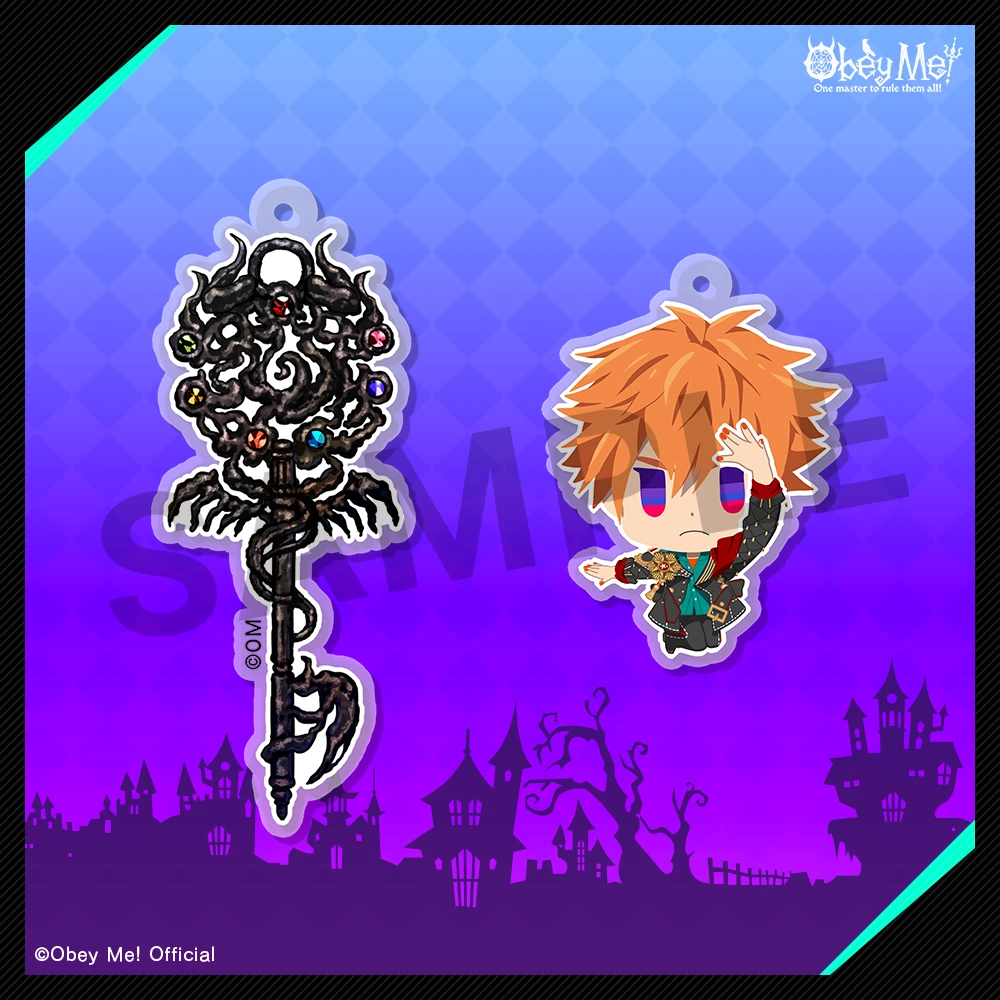 『Obey Me!』「嘆きの館」鍵モチーフ2連アクリルキーホルダー / Obey Me! House of Lamentation Key & Character Keychain