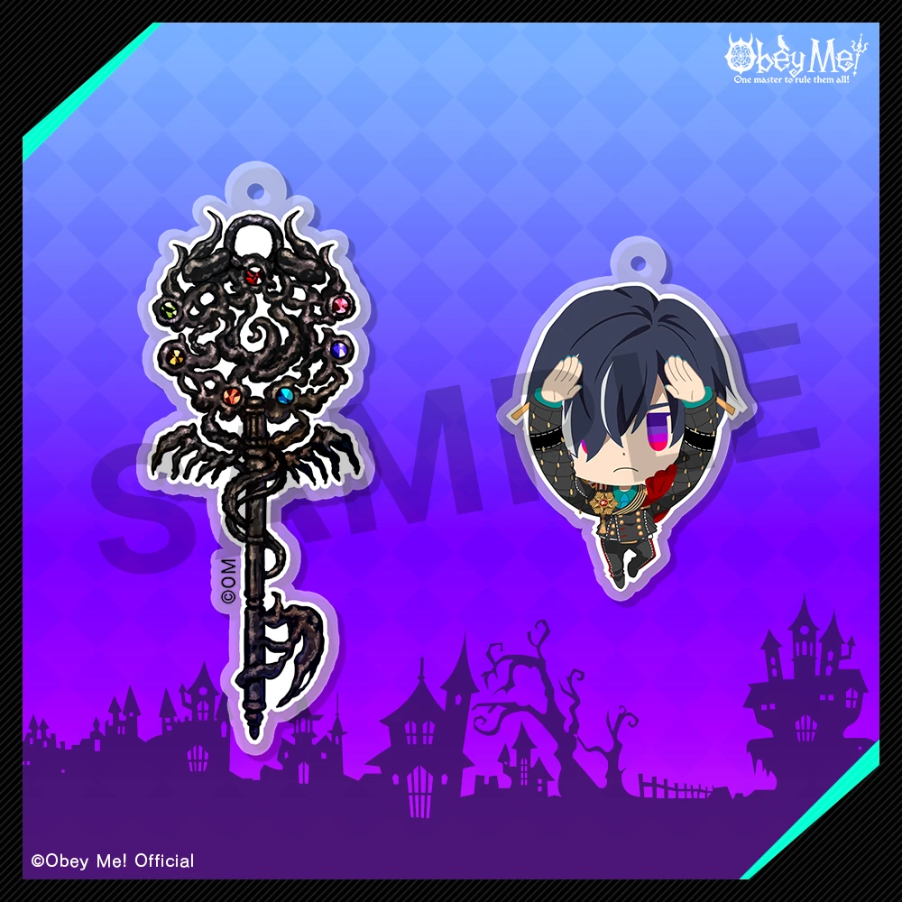 『Obey Me!』「嘆きの館」鍵モチーフ2連アクリルキーホルダー / Obey Me! House of Lamentation Key & Character Keychain
