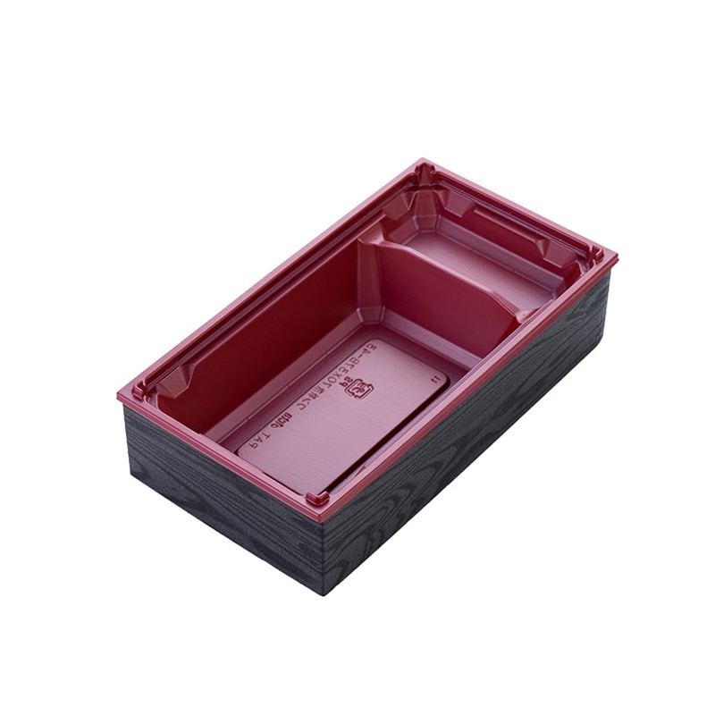 アクタ ワン折重70×37 黒焼杉縁 B-43赤底 50枚組｜弁当パック