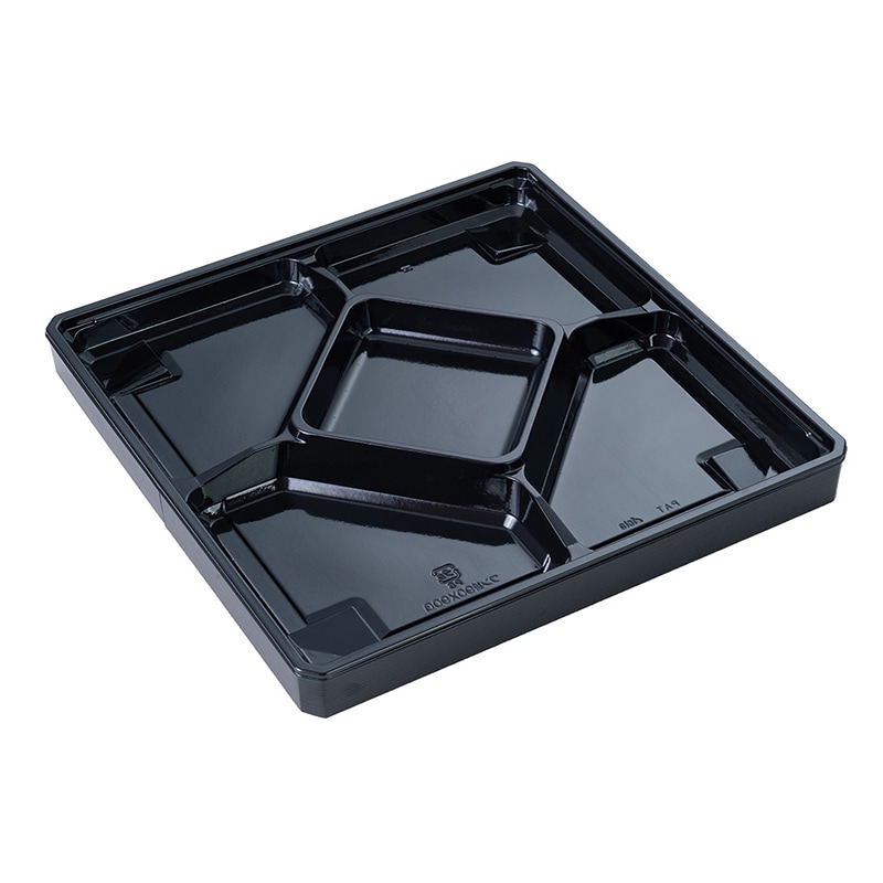 【1個売り】アクタ ワン折90×90 黒エンボス縁 Gブラック底 透明蓋付き