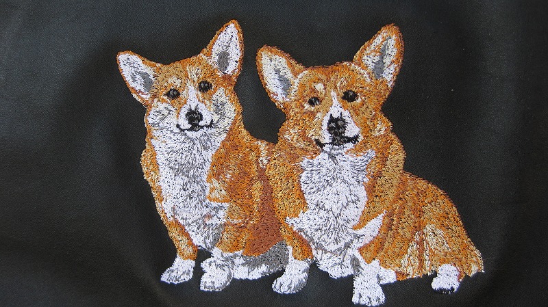 英国製刺繍レザーバッグ ウエルッシュコーギー ペンブローク | 英国製