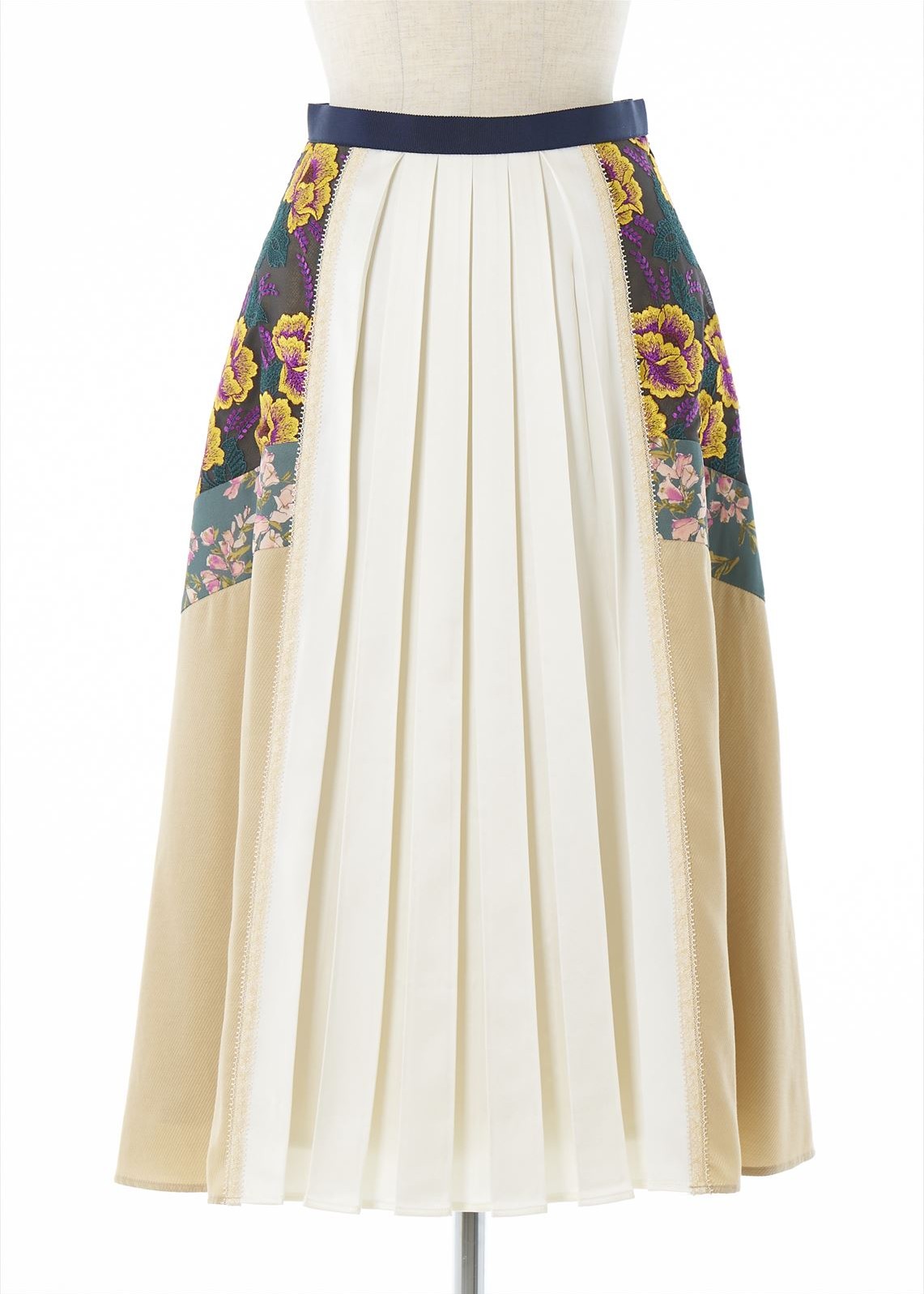 パッチワークプリーツスカート