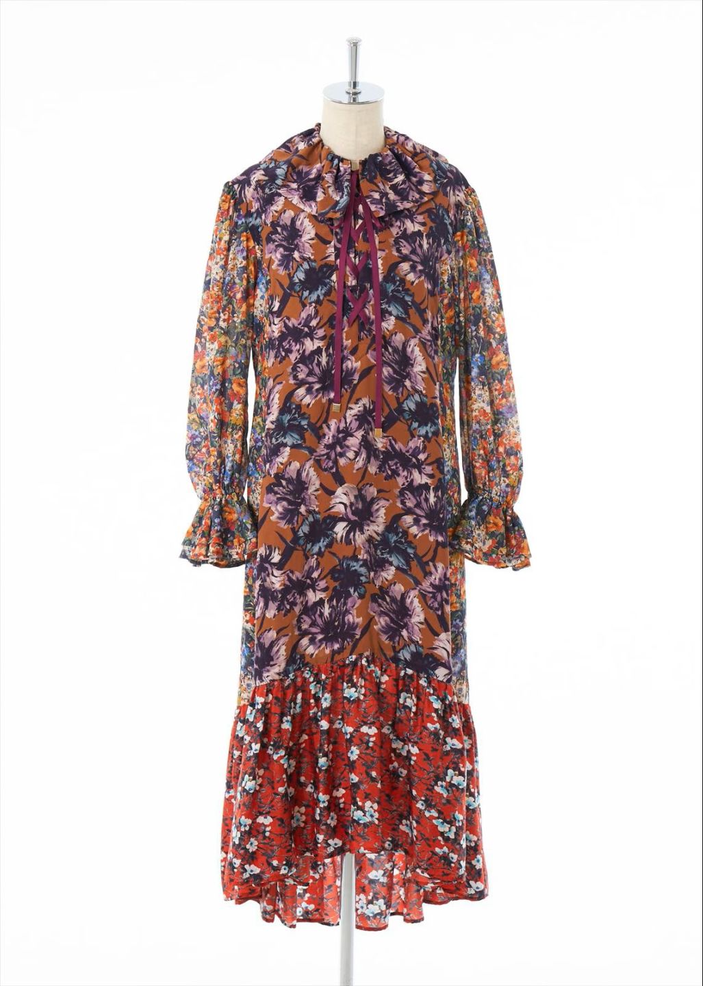 レースアップパネルワンピース