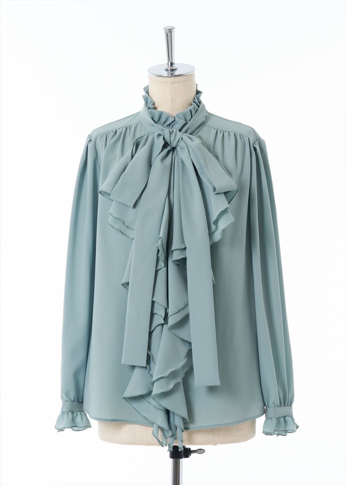 フロントラッフルリボンブラウス