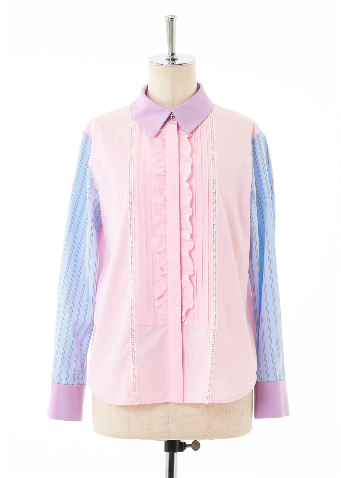 パッチワークフリルタックシャツ